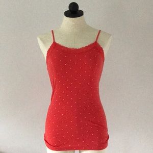 Gap soft cotton Cami orange/white mini-polka dots